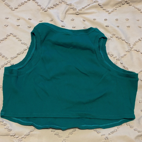 Nike Teal Crop Top with Floral Accent - Picture 2 of 6